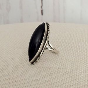 Vtg Large Mexican Onyx & Sterling Silver Ring